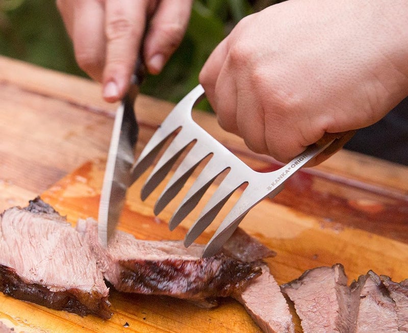 Kanka Grill Meat Shredder Claws - 5X Thicker Professional Stainless Steel BBQ Claws for Effortless Shredding and Cutting of Pulled Pork, Chicken, Turkey, Beef - Set of 2 with Durable Wood Handles - Image 5